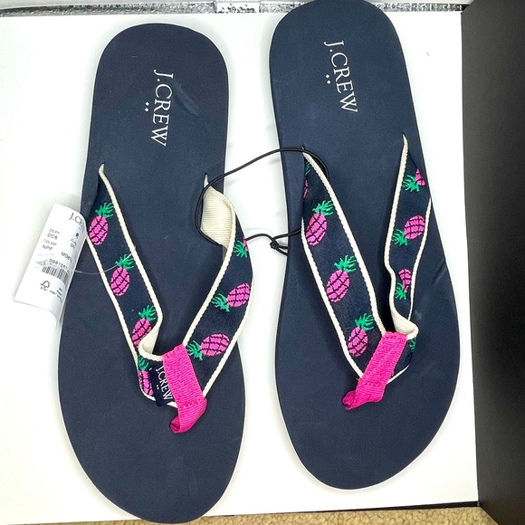 NWT J. Crew pineapple flip flop sandals size 10